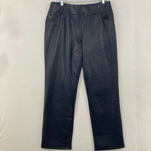 Belle by Kim Gravel size 16 Navy Faux Leather Straight Leg Pull-on Pants